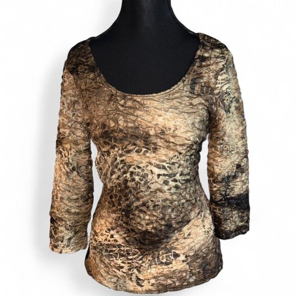✨ Textured Brown & Black Tie‑Dye Top (M) ✨